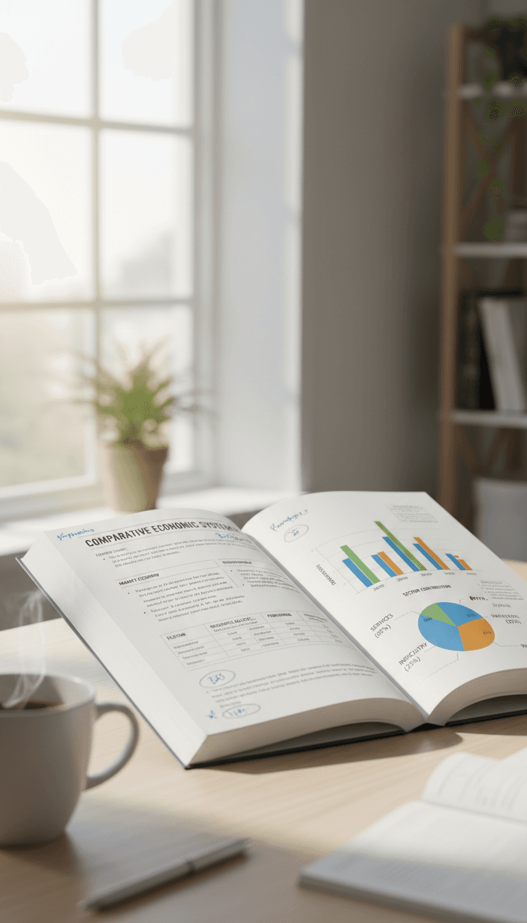 Economics comparison guide with tables and charts