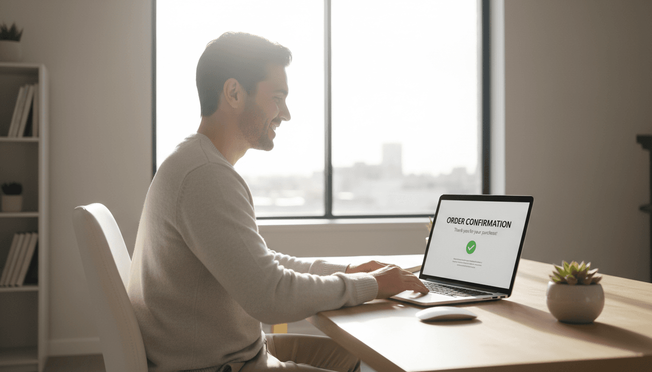 Person making an online purchase with a credit card